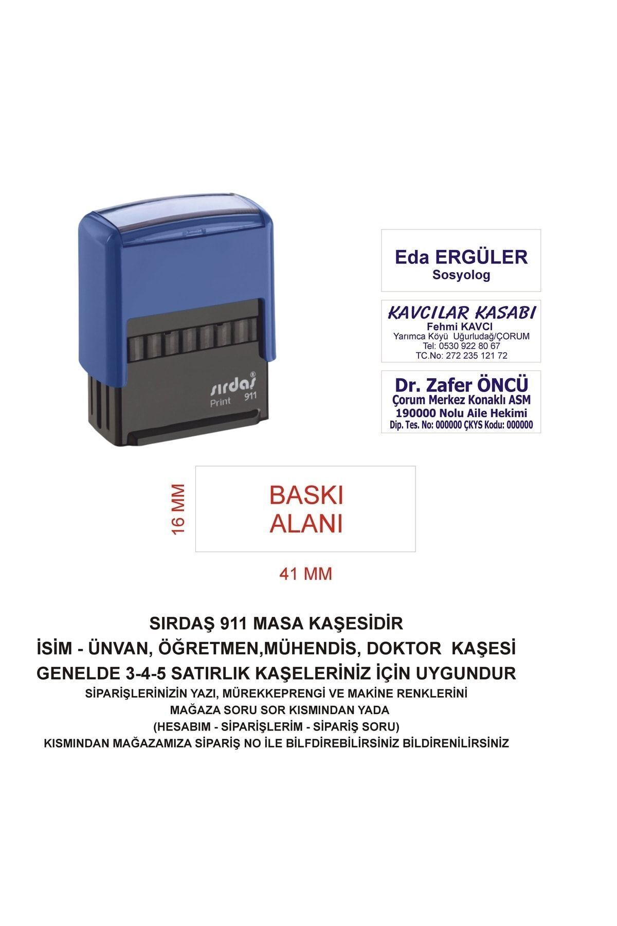 911 Isim Ünvan Kaşesi -mavi Makina